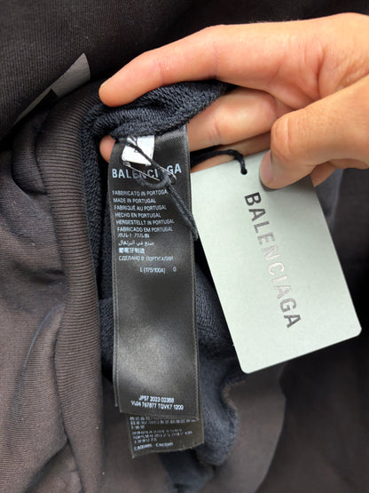 AW2024 Balenciaga ‘No Logo’ Distressed Black Pullover Hoodie