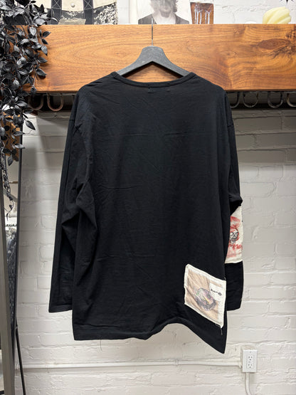 SS2019 Yohji Yamamoto Pour Homme ‘Patchwork’ Black Long Sleeve Shirt
