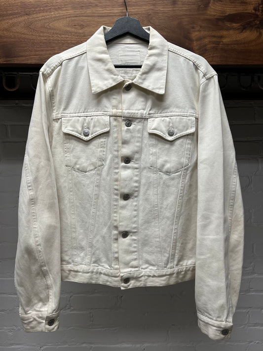 Vintage 1998 Helmut Lang White ‘Sanded Denim’ Trucker Jacket