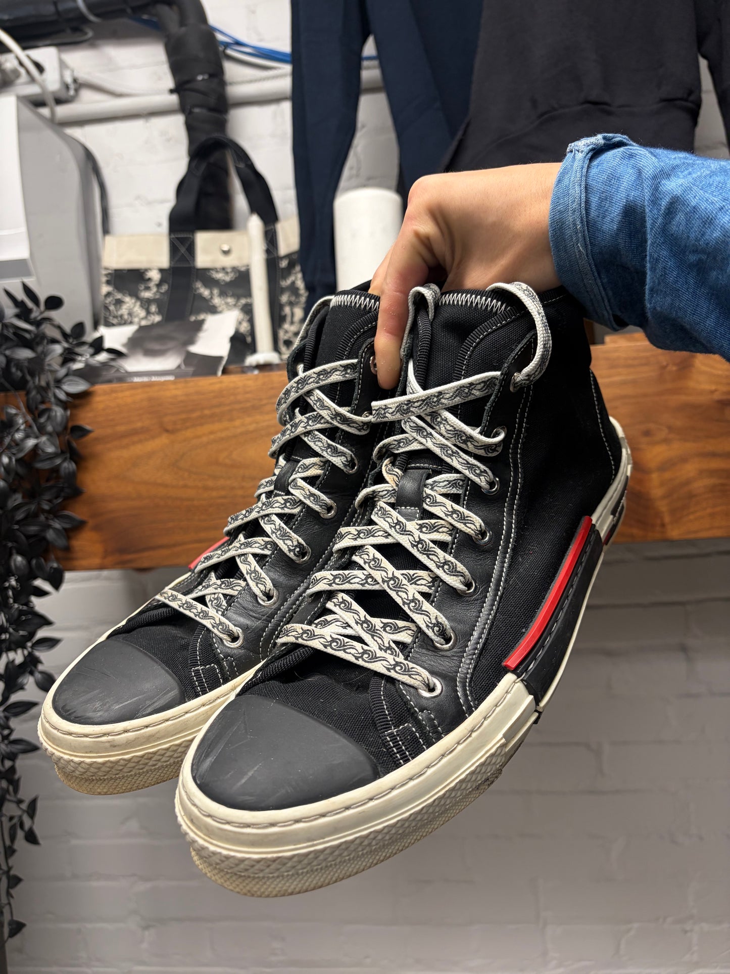 Dior Homme ‘B23’ Black/Red Canvas High Top Sneakers