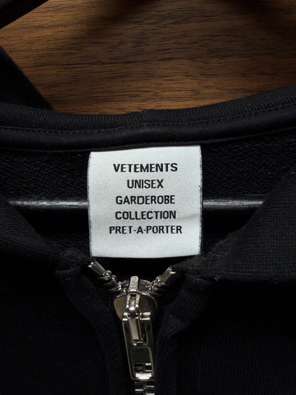 Vetements ‘Nametag’ Black Oversized Zip-Up Hoodie