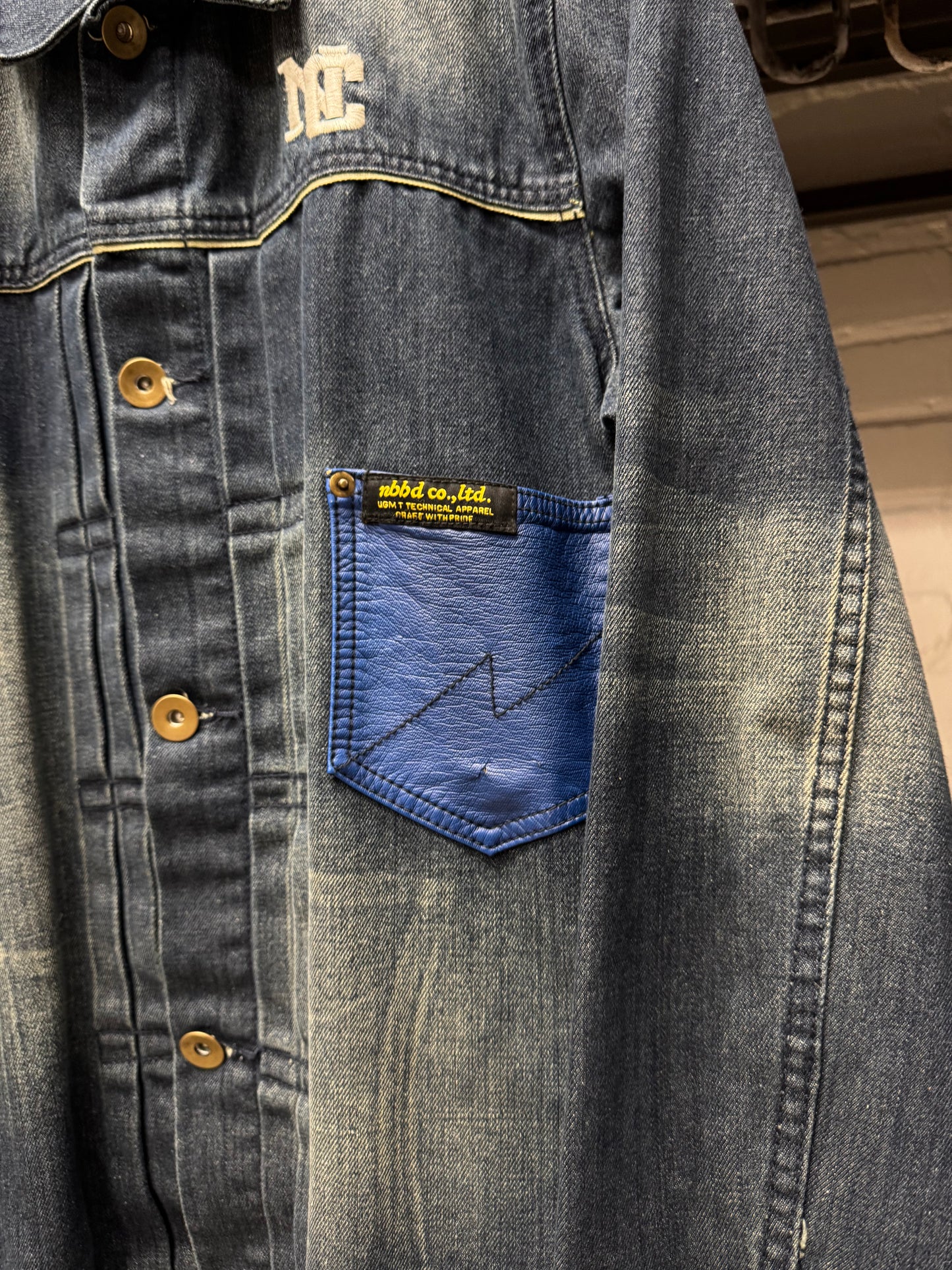 Neighbourhood Leather Pocket Denim Trucker Jacket