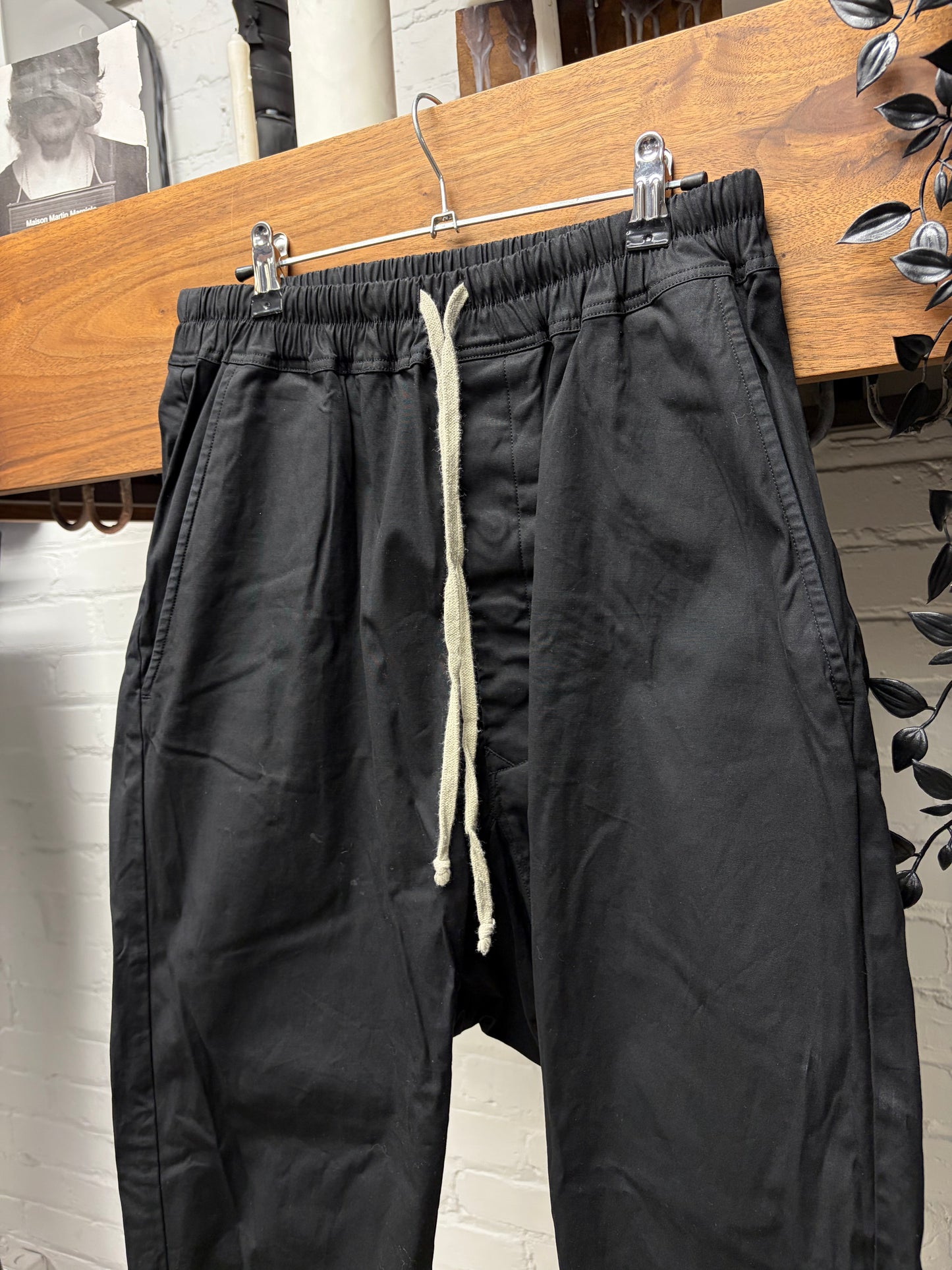 AW2021 Rick Owens ‘Gethsemane’ Black Drop Crotch Drawstring Pants