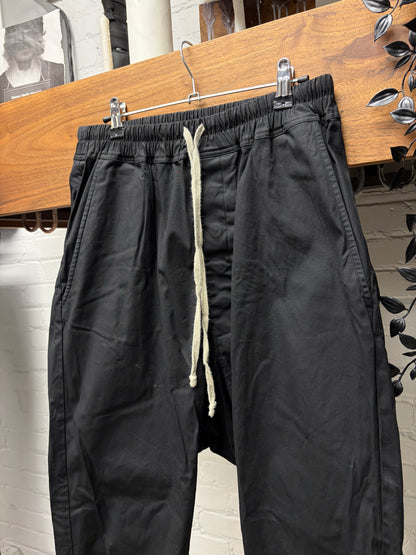 AW2021 Rick Owens ‘Gethsemane’ Black Drop Crotch Drawstring Pants