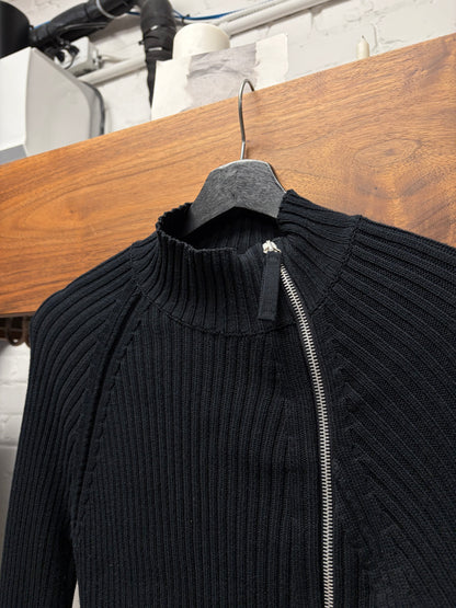 Vintage Jean Paul Gaultier ‘JPG’ Ribbed Asymmetrical Zip Sweater