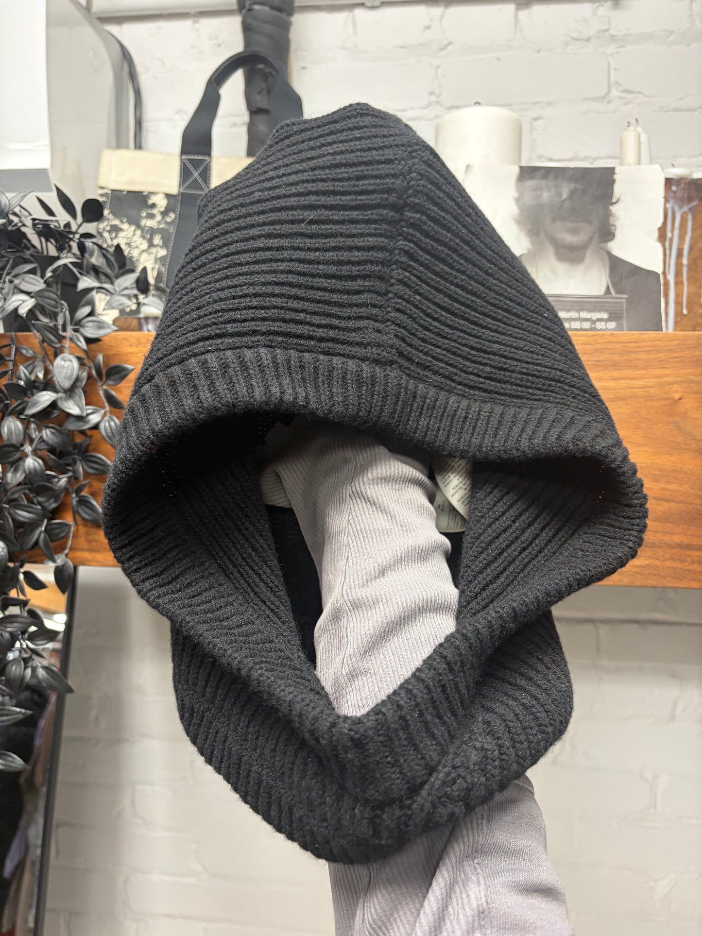 Rick Owens Ribbed Black Cashmere Hood