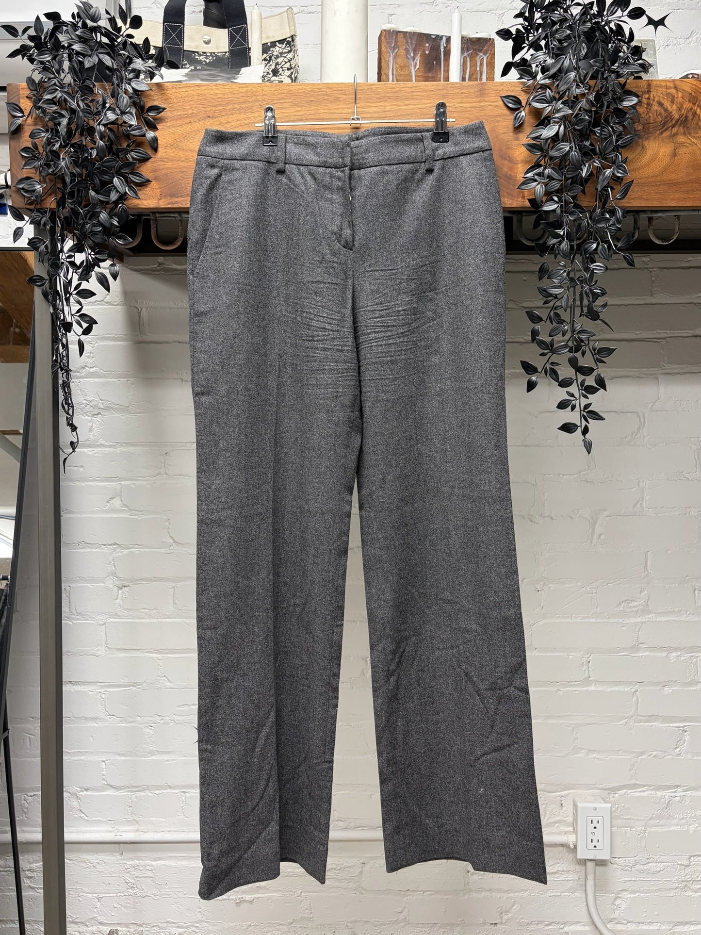 AW2007 Christian Dior Pleated Grey Wool Straight Leg Trousers