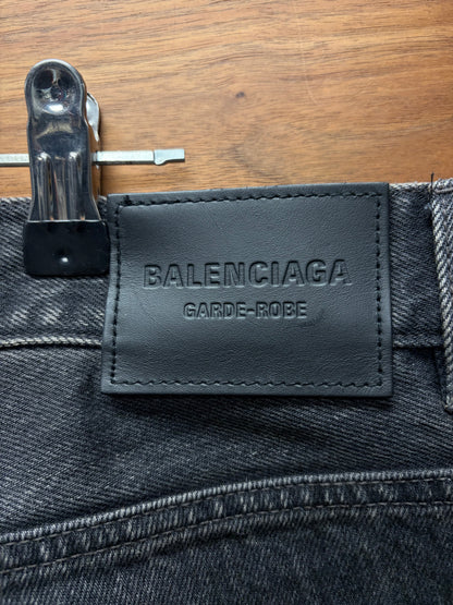 2023 Balenciaga Dark Grey Flared Cut Relaxed Fit Denim