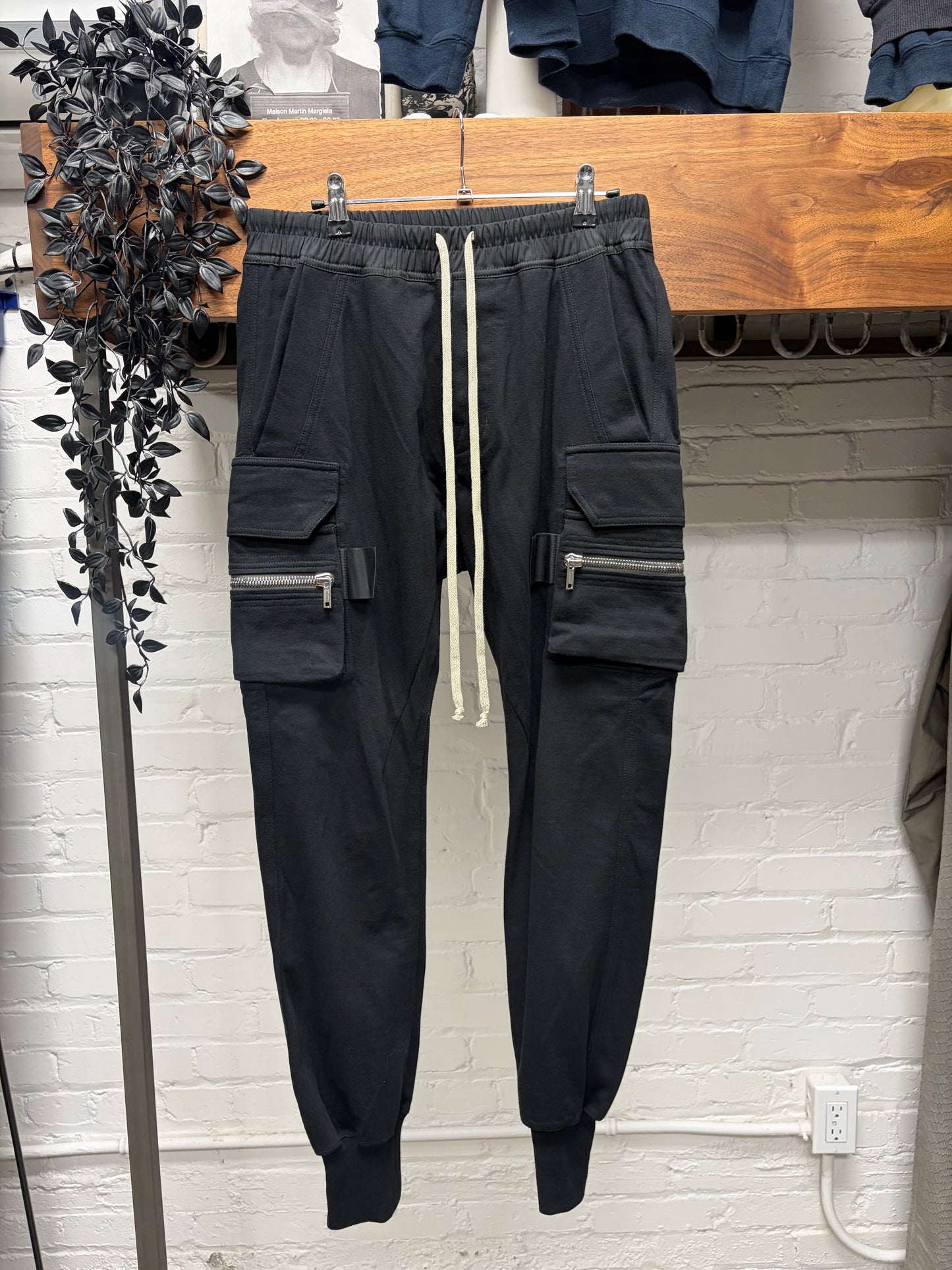 AW2021 Rick Owens ‘Gethsemane’ Black Cotton ‘Mastodon’ Cargo Jogger Sweatpants