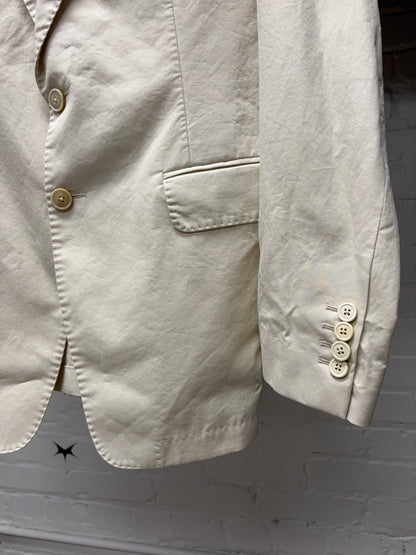 Dries Van Noten Cream Cotton Single Button Blazer