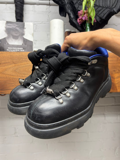 Burberry Trek Lace-Up Black/Blue Leather Ankle Boots