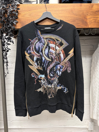 AW2017 Balmain ‘Snake & Panther’ Entangled Graphic Black Sweatshirt