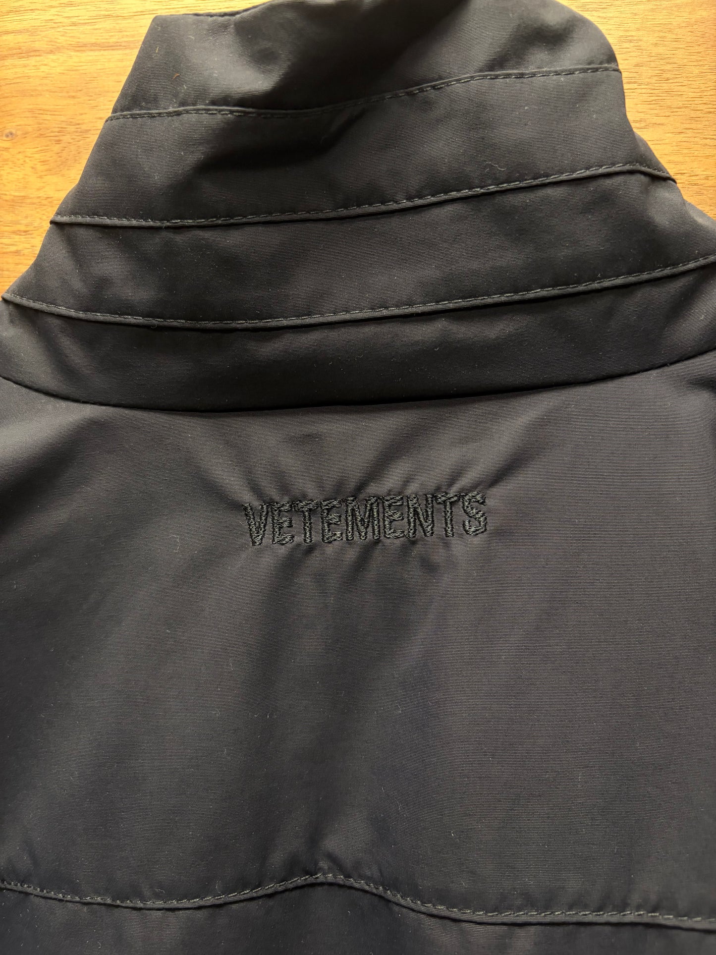 Vetements Embroidered Logo Black Oversized ‘Drop Shoulder’ Track Jacket