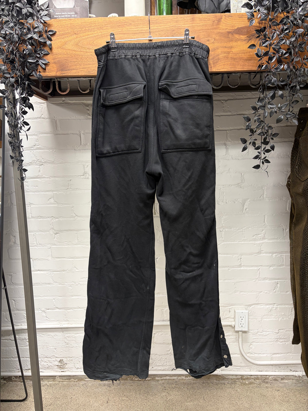 Rick Owens ‘Pusher’ Black Wide Leg Drawstring Sweatpants