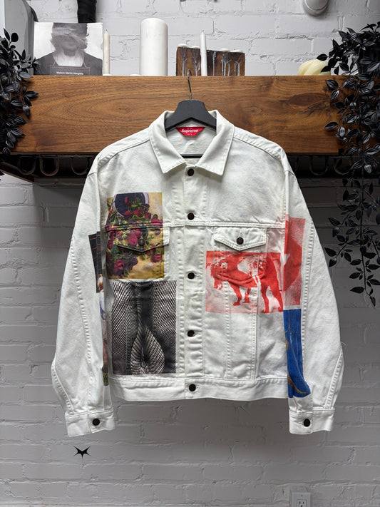 SS2022 Supreme x Diado Moriyama ‘Patchwork Collage’ White Denim Trucker Jacket