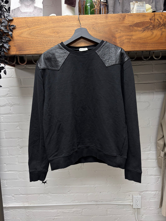 2019 Saint Laurent Leather Shoulder Panelled Western Inspired Sweatshirt