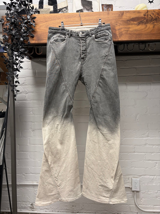 Rick Owens ‘Bias Cut’ Black/Pearl Degrade Flared Cut Denim