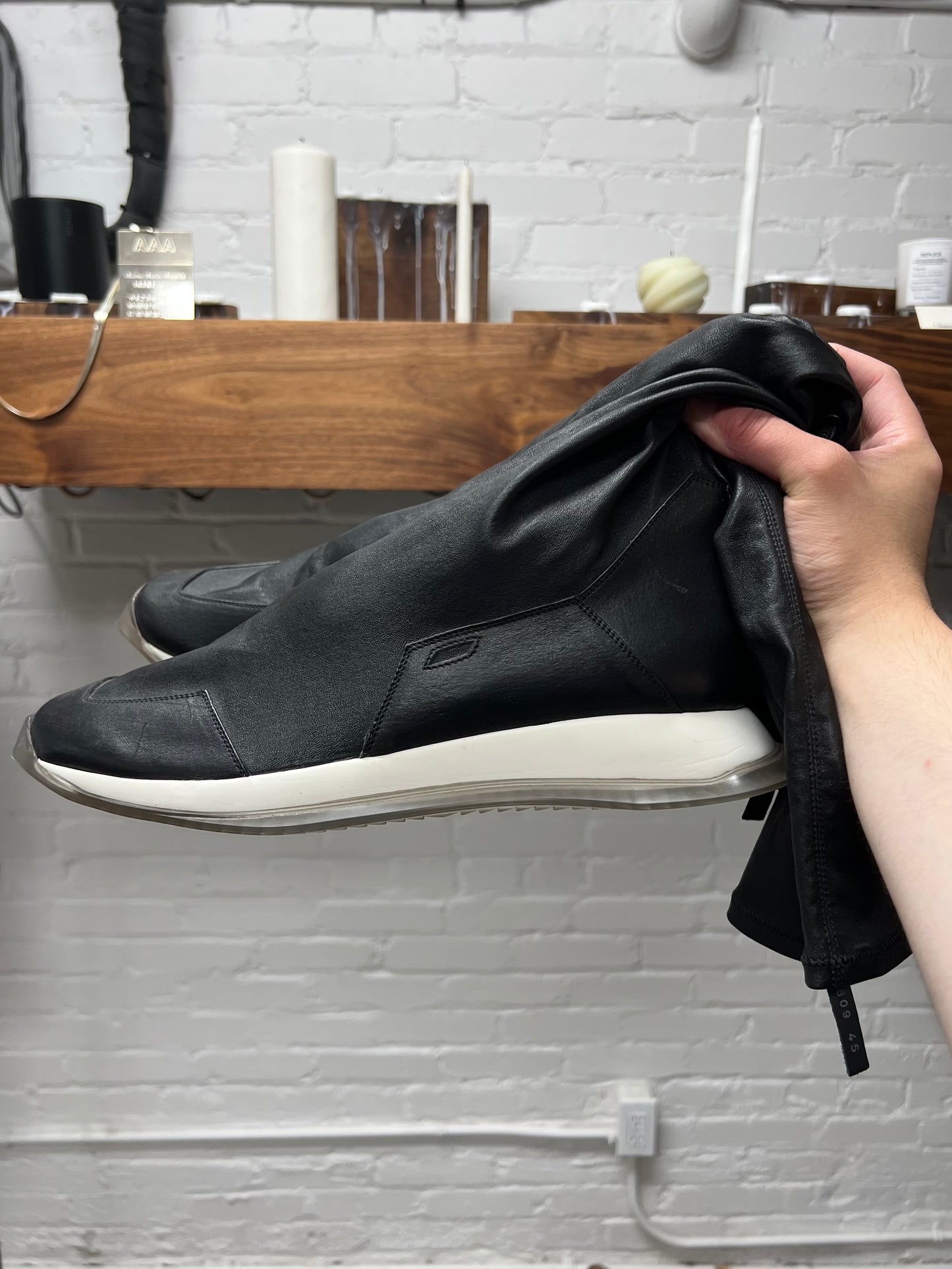 Rick Owens Sock ‘Tech Runner’ Leather Sneakers