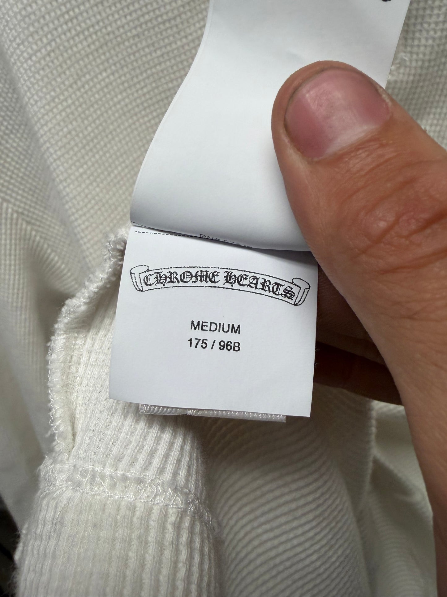 Chrome Hearts Leather Cross Patch White Rhodium Thermal Long Sleeve Henley