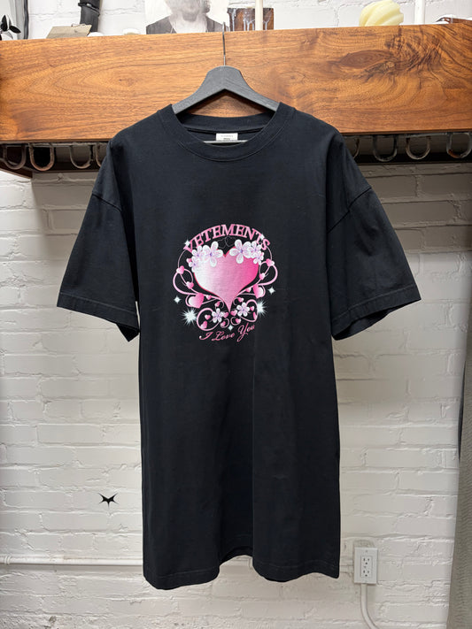 AW2020 Vetements ‘Valentine’ Black Heart Oversized Graphic T-Shirt