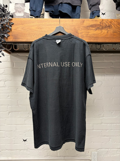 2024 Balenciaga ‘Internal Use Only’ Inside Out Oversized Black Slogan T-Shirt