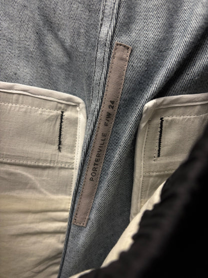 AW2024 Rick Owens ‘Porterville’ Black Waxed ‘Cargobela’ Wide Leg Drawstring Pants