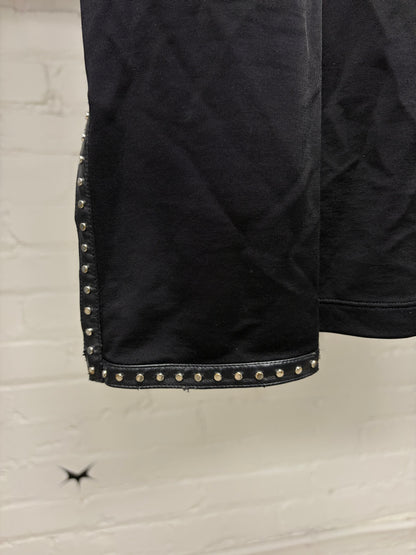 Helmut Lang Studded ‘Leather Trim’ Black Long Sleeve Shirt