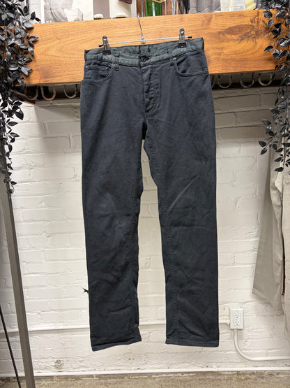 1997 Helmut Lang ‘Cummerbund’ Switching Waistband Black Skinny Jeans