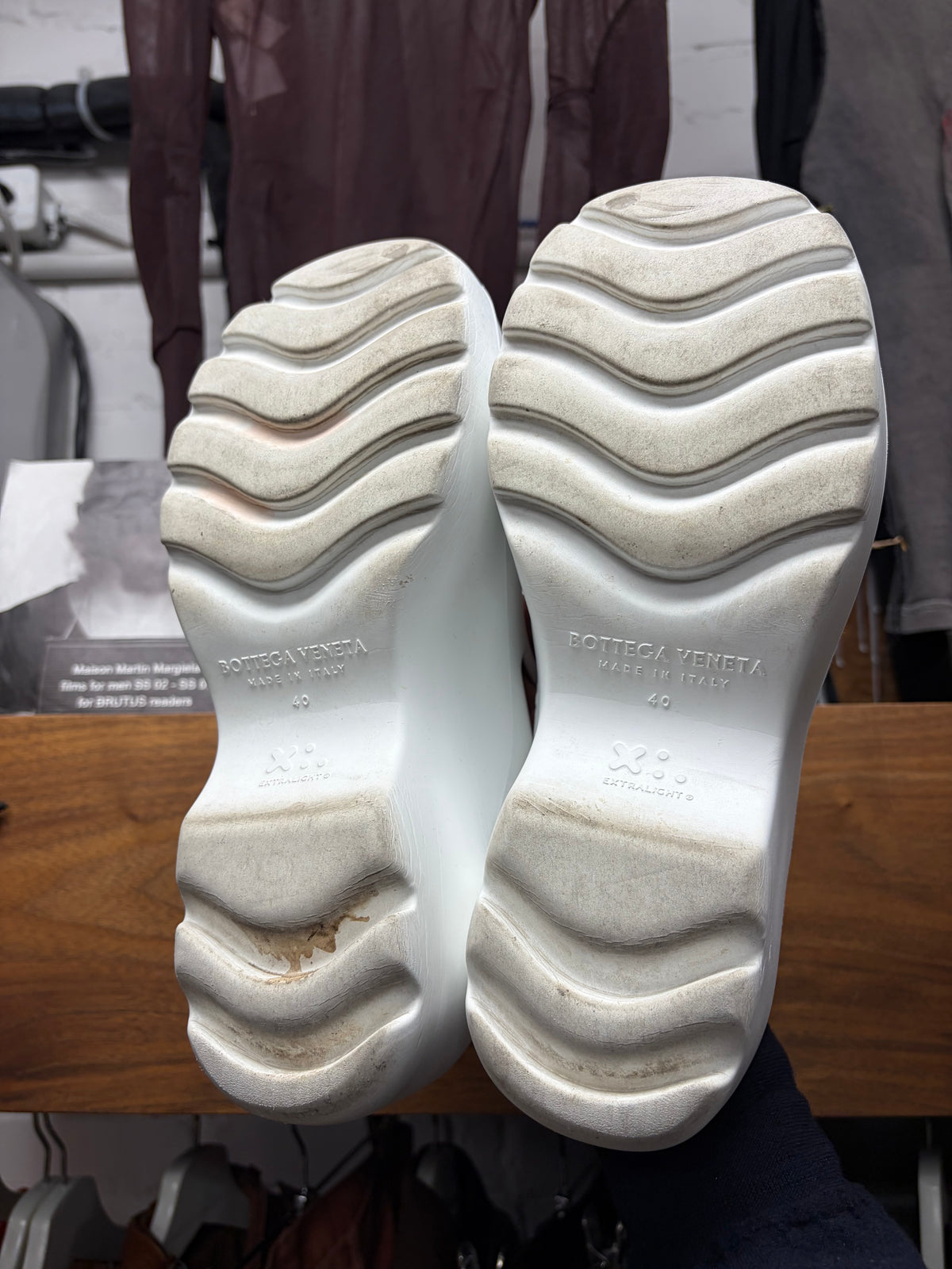 Bottega Veneta White ‘Flash’ Slip-On Clogs