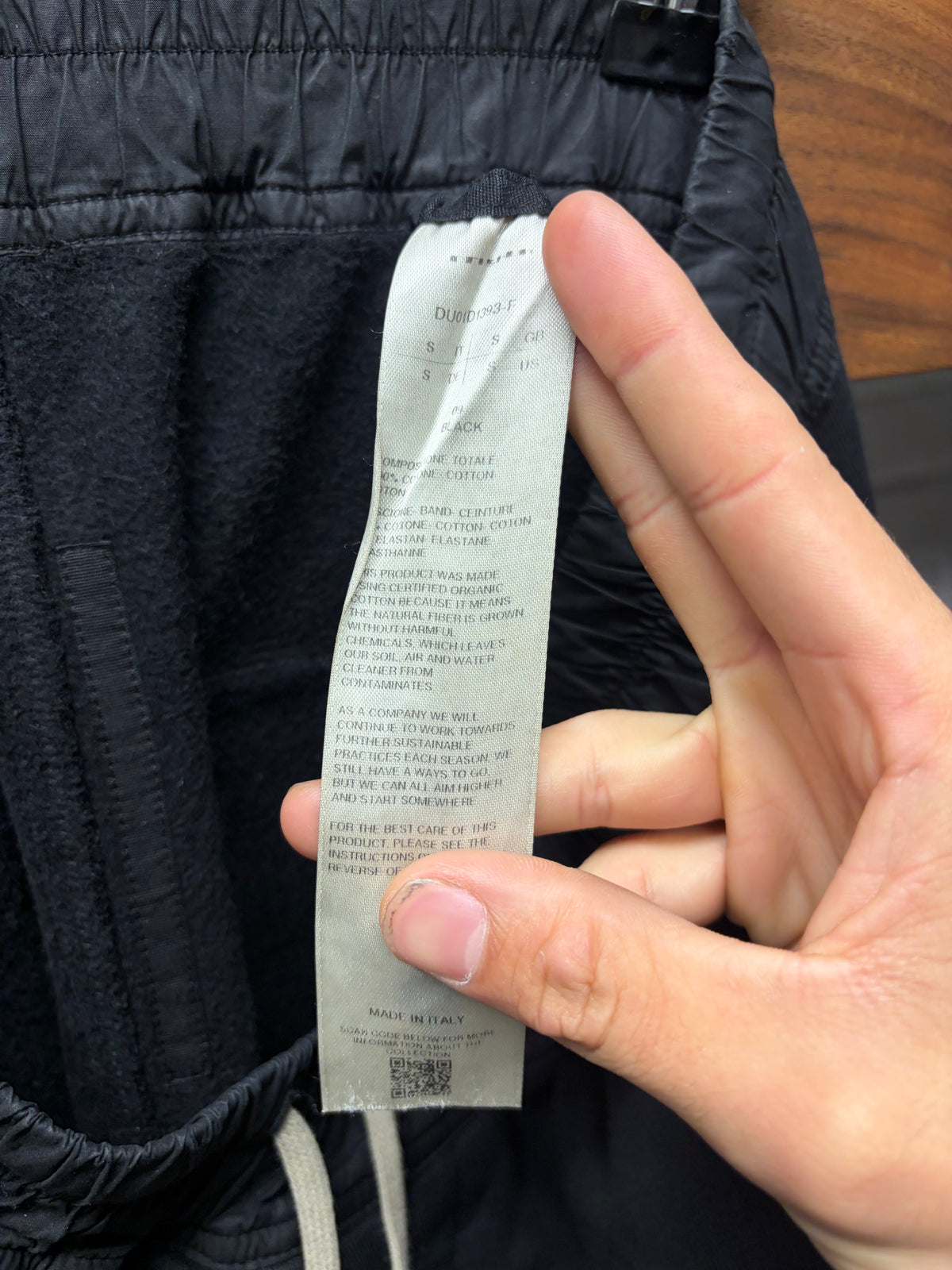 Rick Owens ‘Pusher’ Black Wide Leg Drawstring Sweatpants