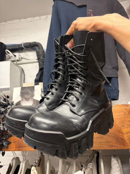 Balenciaga ‘Bulldozer’ Black Leather Platform Sole Combat Boots