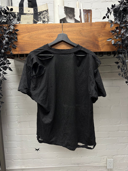 AW2025 Balenciaga ‘Emo Team’ Distressed Black Logo T-Shirt