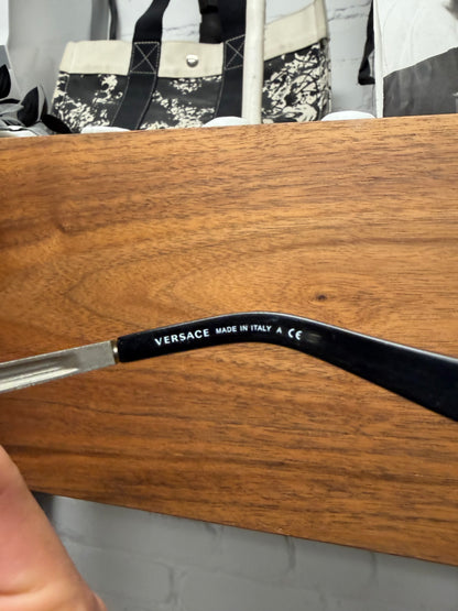 Versace Silver Frame ‘Medusa’ Icon Half Rim Sunglasses