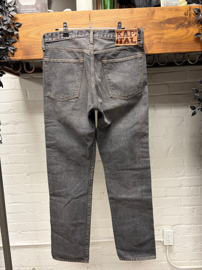 Kapital Gemstone 14oz Studded Black Washed Straight Cut Denim