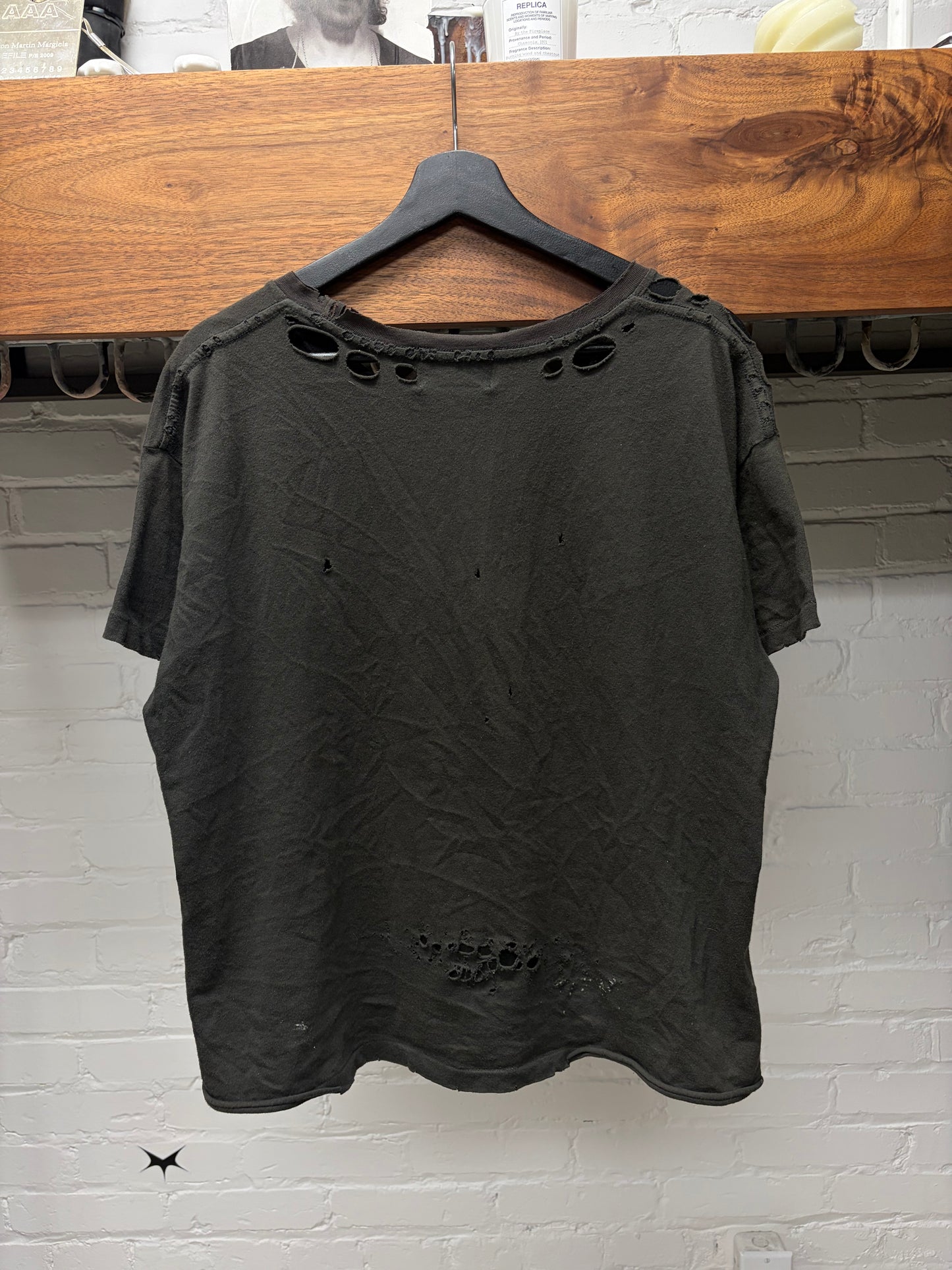 Enfants Riches Déprimés Brown Cropped Distressed Logo T-Shirt