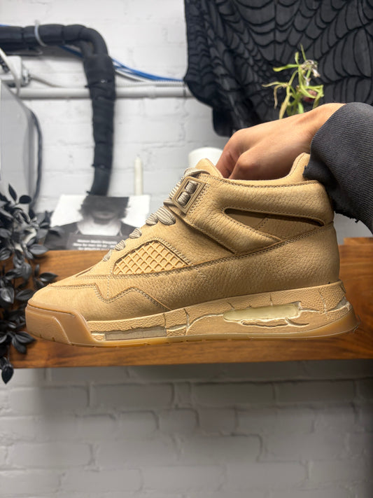 Maison Margiela ‘DDSTK’ Tan Brown Leather High Top Sneakers