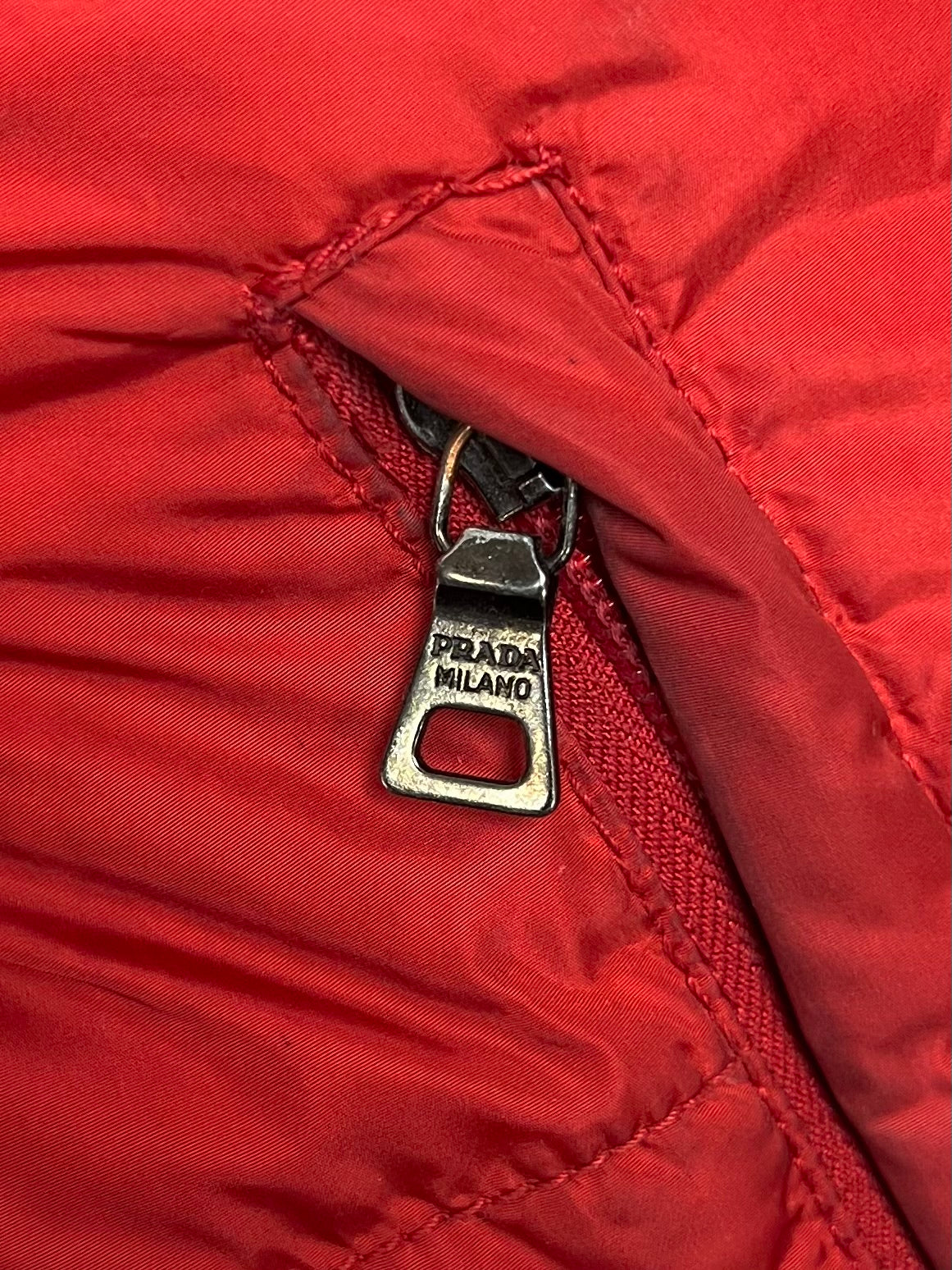 Prada Sport Linea Rossa Down Fill Two Tone Puffer Jacket