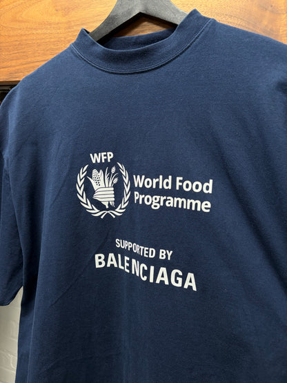 2022 Balenciaga World Food Programme Navy Blue Oversized T-Shirt