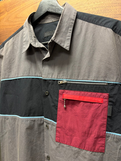 SS2015 Prada ‘Mechanic’ Panelled Cotton Work Shirt
