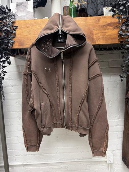 Thug Club ‘Gladiator’ Brown Full-Zip Heavyweight Cotton Hoodie