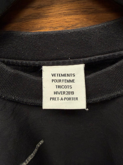 AW2019 Vetements ‘Care Label’ Cropped Black T-Shirt