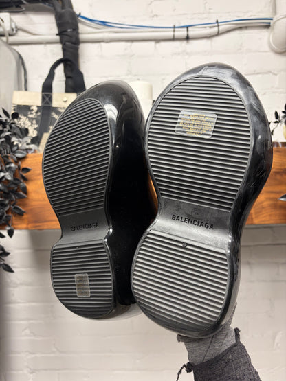 Balenciaga ‘Technoclog’ Shiny Effect Black Platform Mules