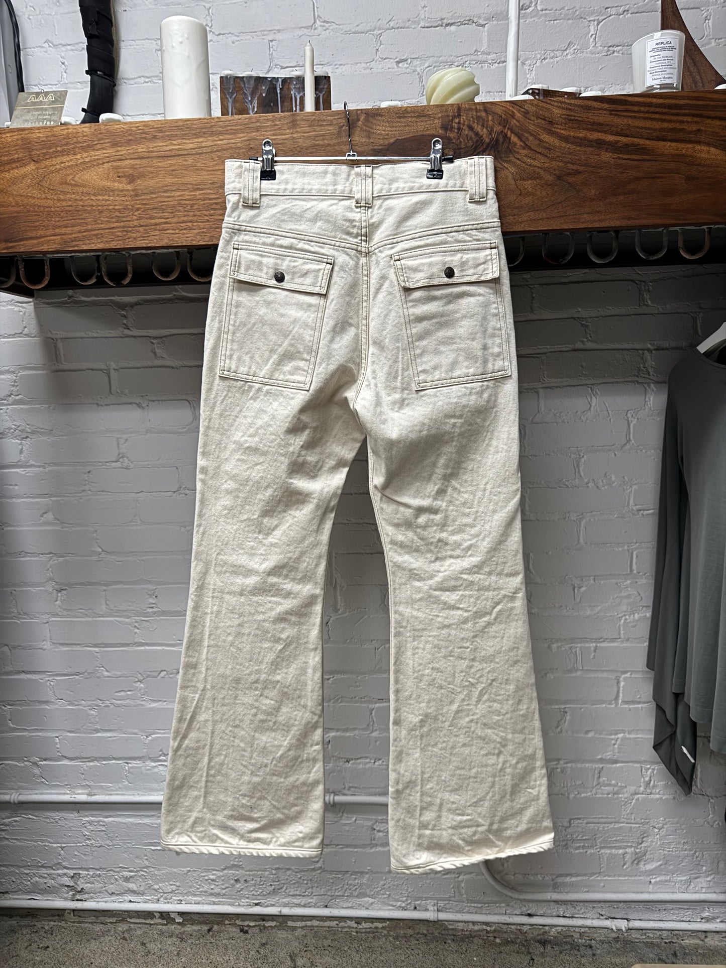 Kapital ‘Windowpane’ 14oz Front Pocket Flared Denim