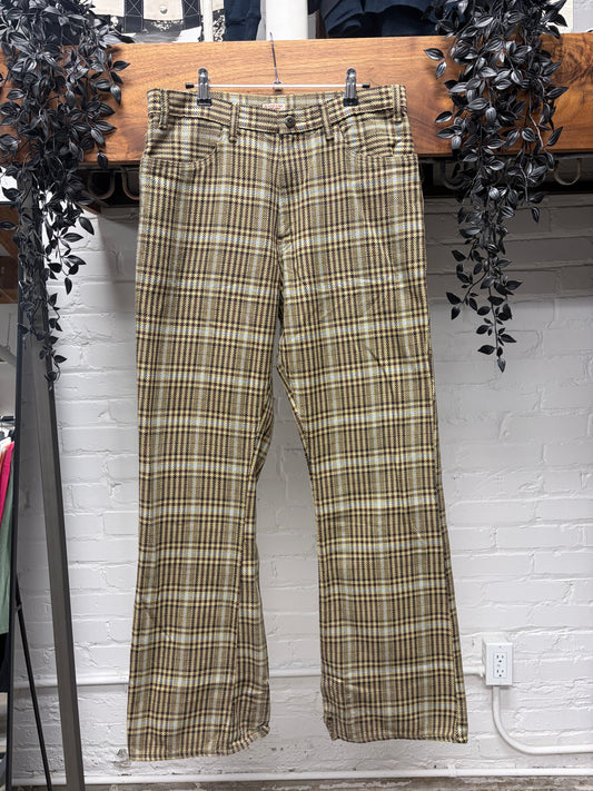 Kapital Yellow/Brown Plaid Bootcut Flared Leg Trousers