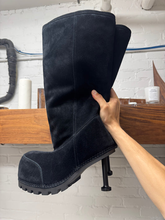 Balenciaga High Heel ‘Alaska’ Suede/Shearling Lined Boots