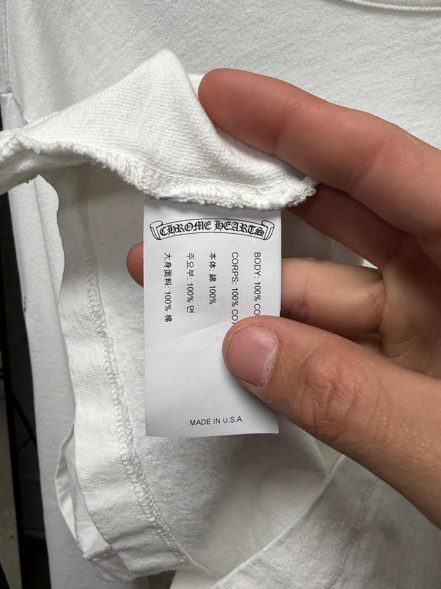 Chrome Hearts ‘GRP Y-Not’ Leather Tag Embroidered Logo White Long Sleeve Shirt