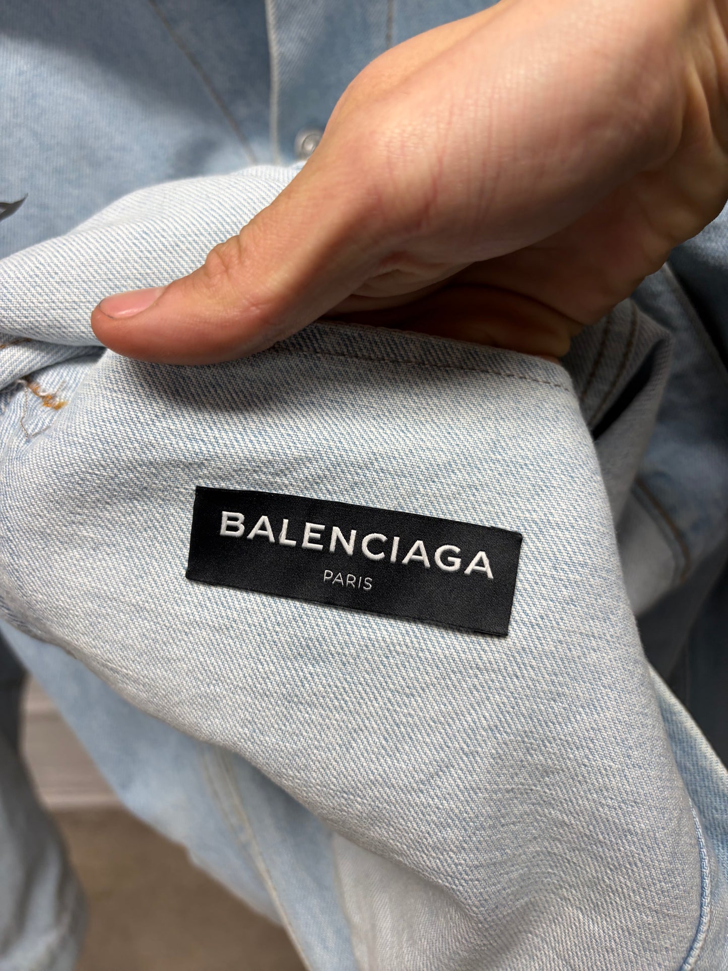 2017 Balenciaga Light Washed Blue Denim Trucker Jacket