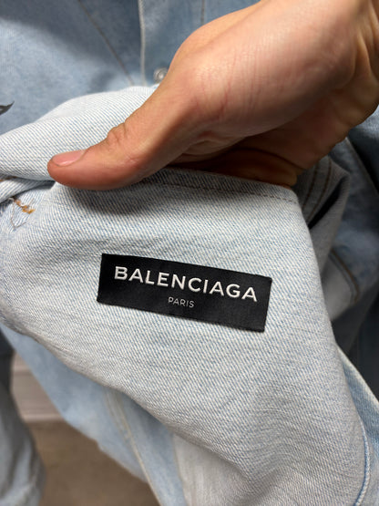 2017 Balenciaga Light Washed Blue Denim Trucker Jacket