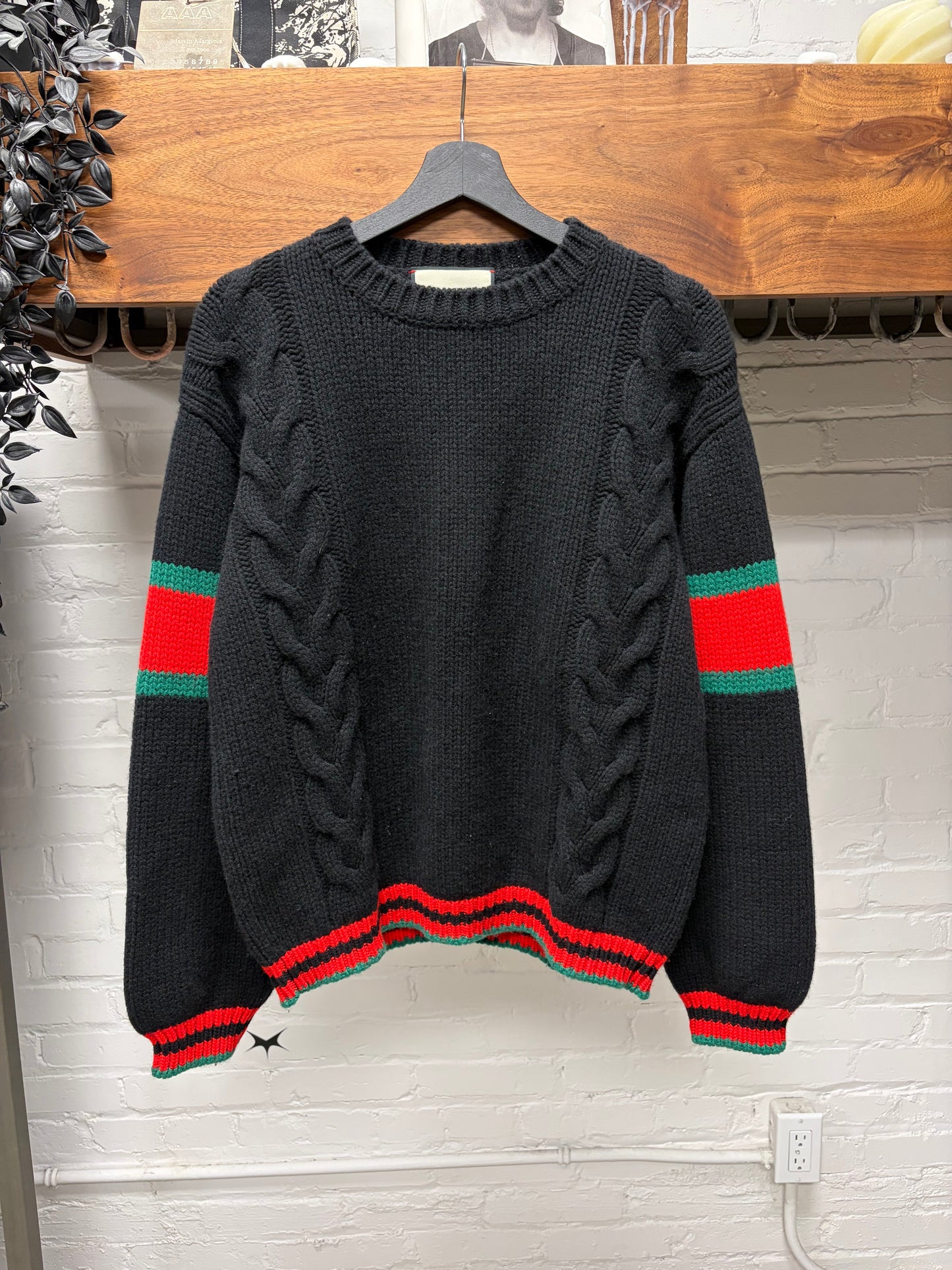 Gucci Cable Wool ‘Striped Logo’ Knit Sweater