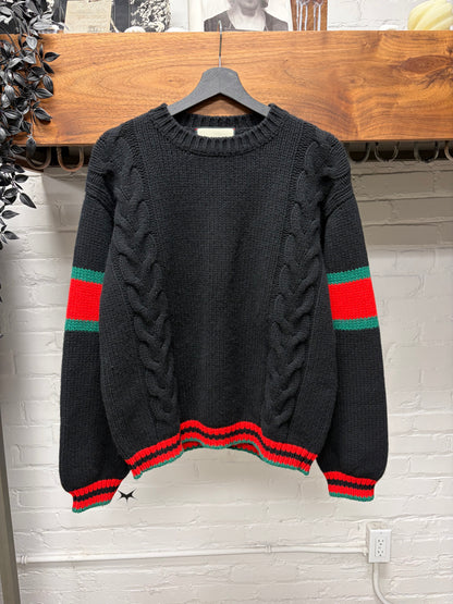 Gucci Cable Wool ‘Striped Logo’ Knit Sweater